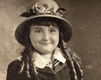 Real Photo Postcard - Girl in Vintage Hat - Antique Postcard - 1920’s - RPPC