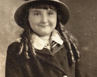 Real Photo Postcard - Girl in Vintage Hat - Antique Postcard - 1920’s - RPPC