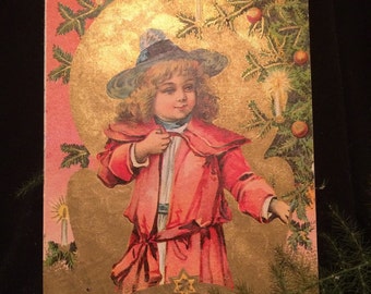 Jennie Jorgenson Heads of Angels Wings Victorian Christmas Postcard