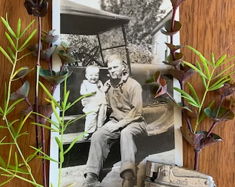 Vintage Photo - Like Father Like Son- Antique Photo - Pipe Smoking Baby