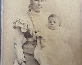 Antique Cabinet Photo - Mother and Baby  by N. Tonger - Germany