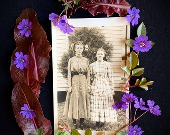 Real Photo Postcard - Country Girls - Antique Photo - Vintage Postcard