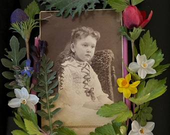 Antique Cabinet Photo - Ohio Girl - Beautiful Lace Dress - Webb &Co