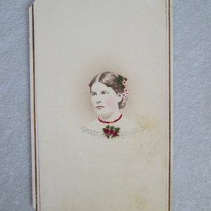 Antique Photo CDV Girl of Wautoma, Wisconsin Flowers in her Hair 1800's Old Photo Vintage Photo image 2