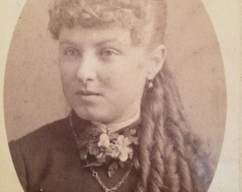 CDV Photo  - Girl of Willimantic Connecticut CT - Alida Daniel - Corkscrew Curls - Antque Photo  - Long Hair - Victorian