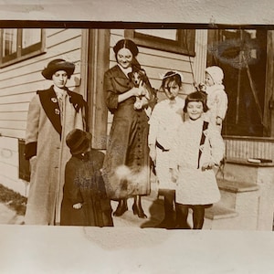 Real Photo Postcard - Vintage Postcard - Girl & Puppy Dog - Children - approx 1910