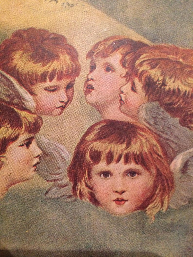 Jennie Jorgenson Heads of Angels Wings Victorian Christmas Postcard