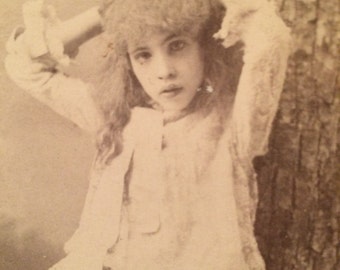 Unusual Pose - Cabinet Photo - Girl of Richfield Springs , New York - Antique Photo  - Vintage Photo - Old Photo