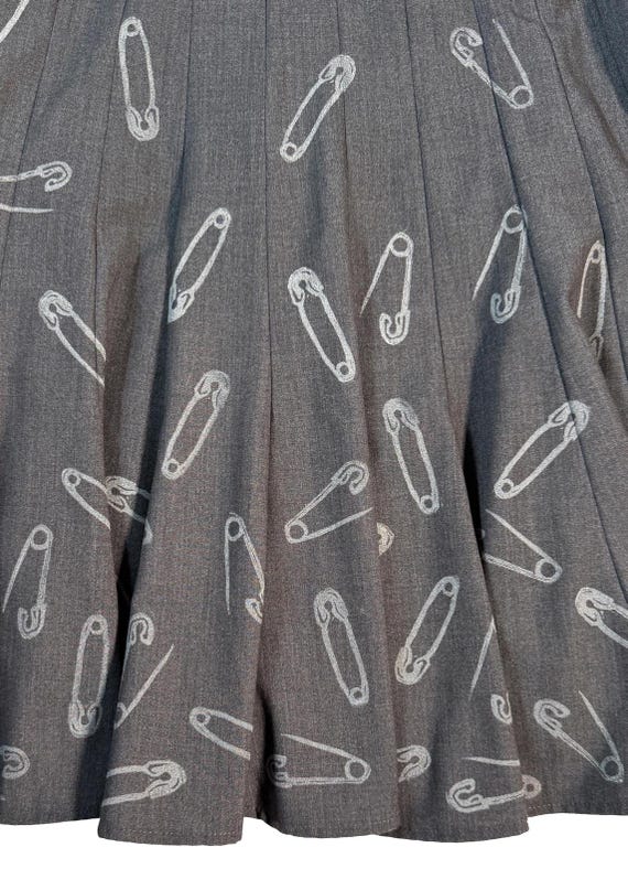 Charcoal Safety Pin Print Upcycled Designer Skater Dress - Size 8 - Etsy