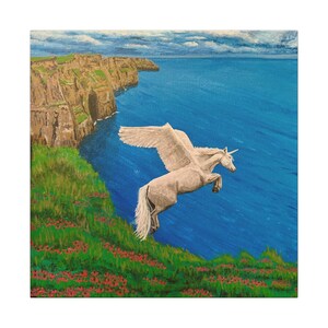 Magical Unicorn/Pegaus Canvas Wall Art, Fantasy Decor, Gift for Dreamers, Unique Home Decor, Whimsical Art for Kids' Rooms image 3