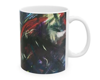 Artistic Abstract Ceramic Mug - Colorful Paint Sip Cup, Unique Gift for Artists, Cozy Home Decor, Office Coffee Cup, Birthday Gift