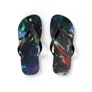 Abstract art  Flip Flops, Colorful Summer Sandals, Beachwear, Poolside Footwear, Vibrant Vacation Accessories, Unique Relaxation Gear
