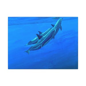 Serene Dolphin Canvas Art, Ocean Decor, Marine Wildlife Wall Art, Beach House Decor, Gift for Ocean Lovers, Home Aesthetic
