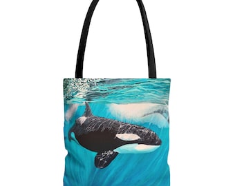 Orca Tote Bag - Killer Whale Ocean Lover Gift, Beach Bag, Shopping Tote, Eco-Friendly Alternative, Whale Watching Accessory, Shamu