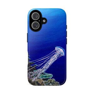 Ocean Life Tough Phone Case, Jellyfish Print Phone Cover, Marine Art Case, Beach Lover Gift, Ocean-inspired Accessory