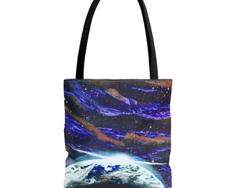 Puzzle Planetarium Tote Bag, Cosmic Tote, Canvas Grocery Bag