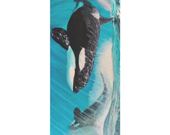 Killer Whale/ Orca Beach Towel - Whale Design, Perfect for Summer, Beach Days, Pool Parties, Bohemian Decor, Gift for Ocean Lovers