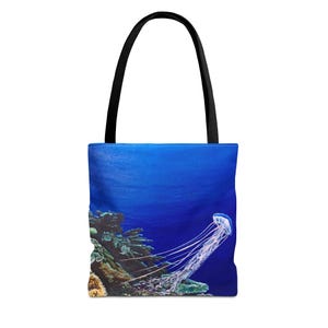 Ocean Vibes Einkaufstasche - Quallen Design, umweltfreundlich, Strandtasche, Geschenk für Ozeanliebhaber, Sommeraccessoire, nautische Tasche