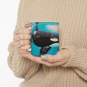 Orca Whale Art Ceramic Mug - Ocean Lover Gift, Nautical Décor, Marine Life Coffee Cup, Whale Watching Enthusiast, Sea Life Mug
