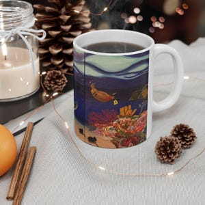 Alfa Snorkeling Ocean-Themed Ceramic Mug, Perfect for Beach Lovers, Coastal Decor, Gifts for Marine Life Enthusiasts, Grad Gifts,