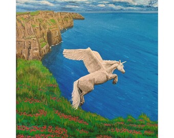 Magisches Einhorn/Pegaus Leinwand Wandbild, Fantasy Dekor, Geschenk für Träumer, Einzigartiges Wohndekor, Wunderliche Kunst für Kinderzimmer