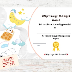 Sleep Through the Night Award | Printable Certificate for Kids | Digital Download