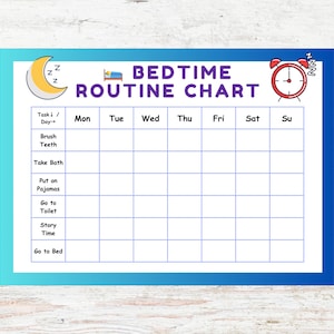 Cuadro de rutina para la hora de dormir para niños / Lista de verificación diaria imprimible / ¡Oferta limitada!
