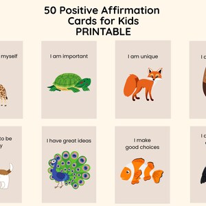 Kids Affirmation Cards – 50 Printable Positive Quotes for Children – Encouragement, Mindfulness, Growth Mindset – Instant Download