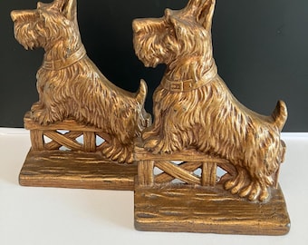 Vintage Scottish Terrier Bookends or Doorstops- Scottie Dog