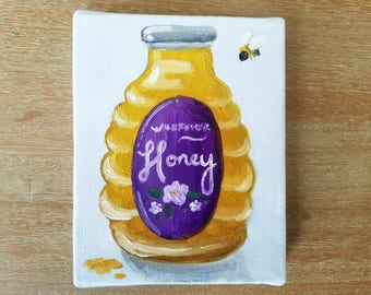 Honey Painting - Mini Painting - Honey Art - Bee Art - Bee Painting