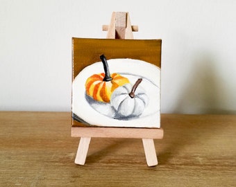 Pumpkin Painting - Pumpkin Decor, Fall Art, Fall Painting, Fall Decor, Farmhouse Art, Mini Painting, Easel, Autumn Art, Pumpkin Art, Autumn