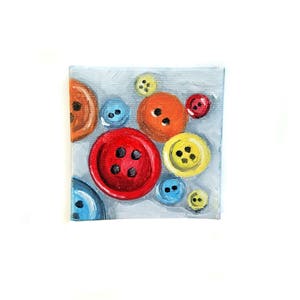 Mini Button Malerei Mini-Gemälde, Retro-Malerei, noch Leben malen, Knopf Kunst, Handwerk, Kunst, Dekor, Vintage-Stil Kunst Handwerk Bild 3