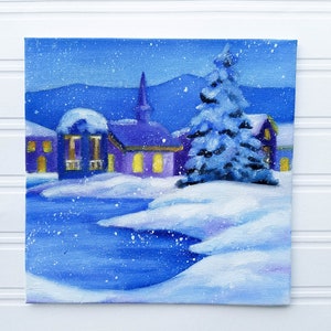 Winter Painting - Winter Art, Winter Decor, Snow Painting, Christmas Painting, Christmas Art, Christmas Decor, Winter Landscape, Original