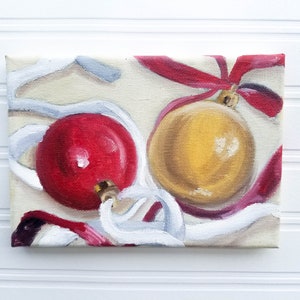 Christmas Painting - Ornament Painting, Christmas Art, Christmas Decor, Holiday Painting, Holiday Art, Oil Painting, Original Painting, Xmas