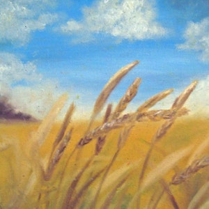 Stampa campo di grano, arte rustica, campo di grano, dipinto campo di grano, stampa artistica, stampa dipinto, arte autunnale, arte country