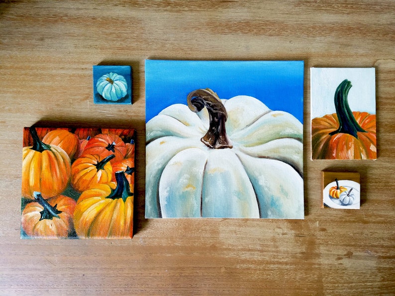 Pumpkin Painting Pumpkin Decor, Fall Art, Fall Painting, Fall Decor, Farmhouse Art, Mini Painting, Easel, Autumn Art, Pumpkin Art, Autumn image 4