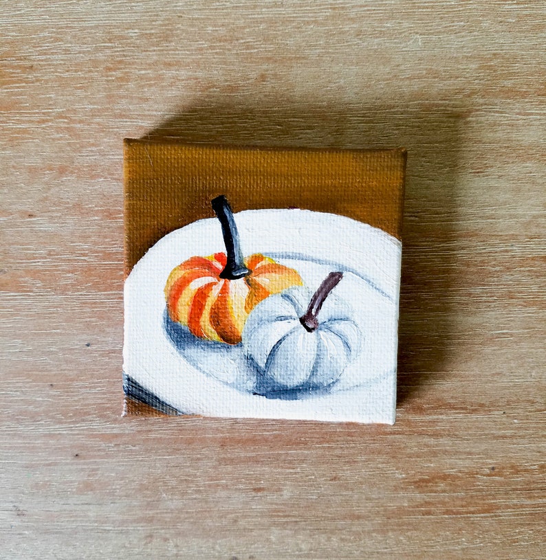 Pumpkin Painting Pumpkin Decor, Fall Art, Fall Painting, Fall Decor, Farmhouse Art, Mini Painting, Easel, Autumn Art, Pumpkin Art, Autumn image 3