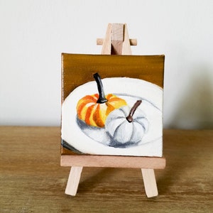 Pumpkin Painting Pumpkin Decor, Fall Art, Fall Painting, Fall Decor, Farmhouse Art, Mini Painting, Easel, Autumn Art, Pumpkin Art, Autumn image 2