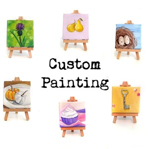 Custom Painting with Easel - Mini Art Comission Personalized Custom Art Mini Painting Home Decor