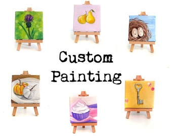"Benutzerdefinierte Gemälde mit Staffelei - Mini Art Comission Personalisierte Benutzerdefinierte Kunst Minigemälde Wohnkultur."