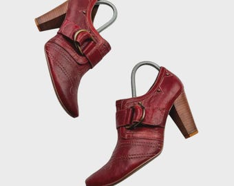 Vintage Leder Pumps mit Riemchen M10