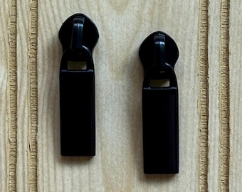 Set Of 2x Matte Black Zipper Pulls Pullers For Sz 5 Zippers