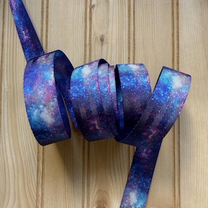 By The Yard Continuous Cut Cosmic Galaxy Galactic Outer Space NASA Nylon Webbing 1 Inch 25mm Wide for Tote Bag Backpack Sling Straps Collars