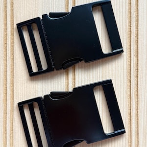 Set Of 2x 1.5 Inch 38mm Side Release Matte Black Metal Buckles Dog Collar Bag Strap Fanny Pack Sling Rucksack Hardware