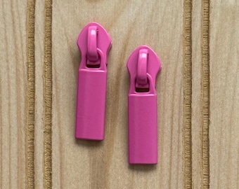 Set of 2 Hot Pink Zipper Pulls for Sz 5 Zippers