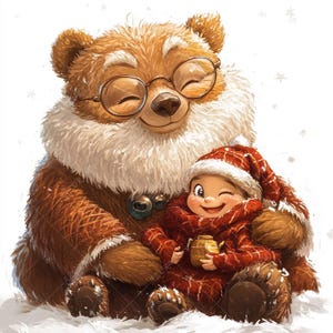 9 Ours de Noël avec le père Noël Clipart, Winter Wonderland, clipart imprimable, haute qualité, téléchargement numérique, créations en papier, journaux indésirables