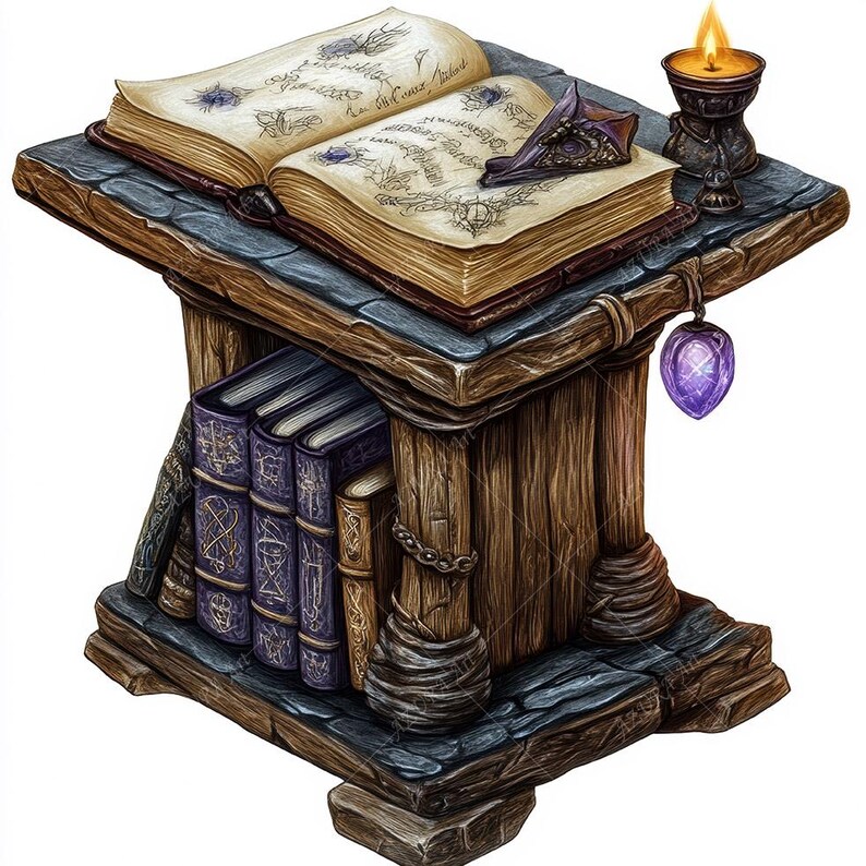 Gothic Desk Clipart, Witch Table, Grimoire, Junk Journal (digital ...