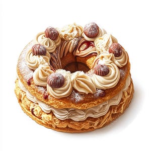 10 von Paris Brest Clipart, französisches Gebäck, Buttercreme und Praline, hohe Qualität, digitaler Download, Papiermodell, Junk Journals