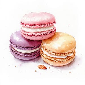 10 Clipart di Macaron Colorati e Gustosi, Dessert Francese Elegante, Clipart Stampabili, Alta Qualità, Download Digitale, Carta Creativa