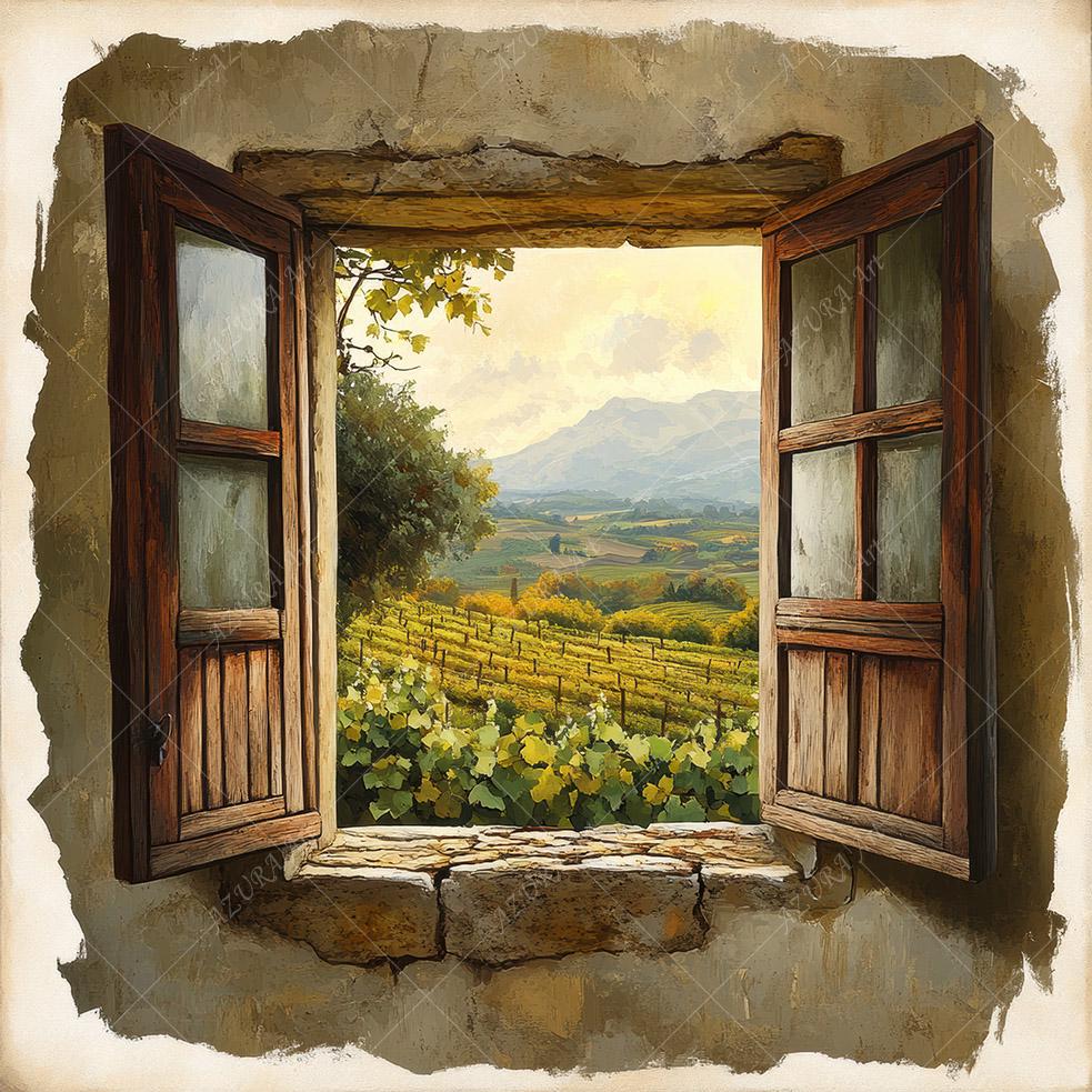 10 Tuscany Vineyard Clipart, Italian Window View, Watercolor Painting ...